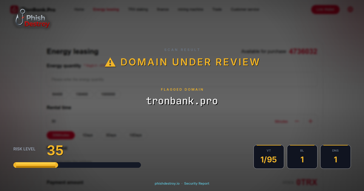 tronbank.pro phishing report — threat analysis by PhishDestroy