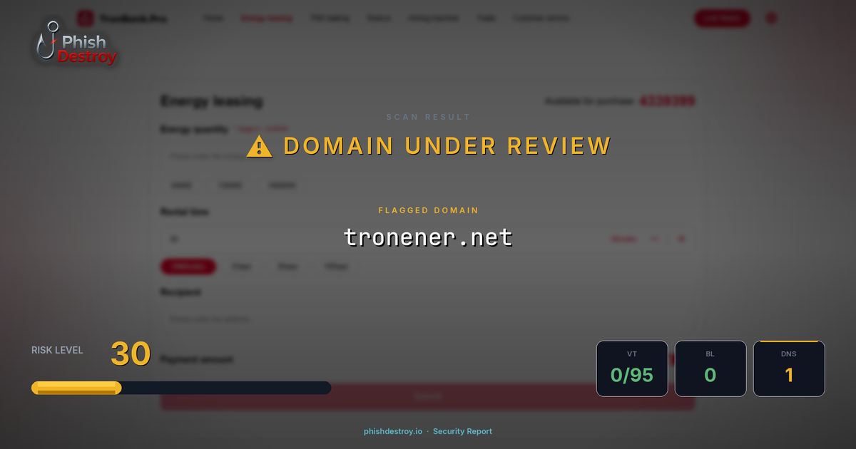 tronener.net phishing report — threat analysis by PhishDestroy