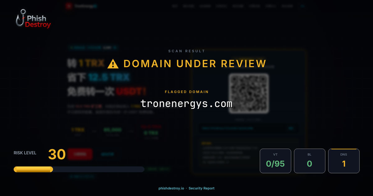 tronenergys.com phishing report — threat analysis by PhishDestroy