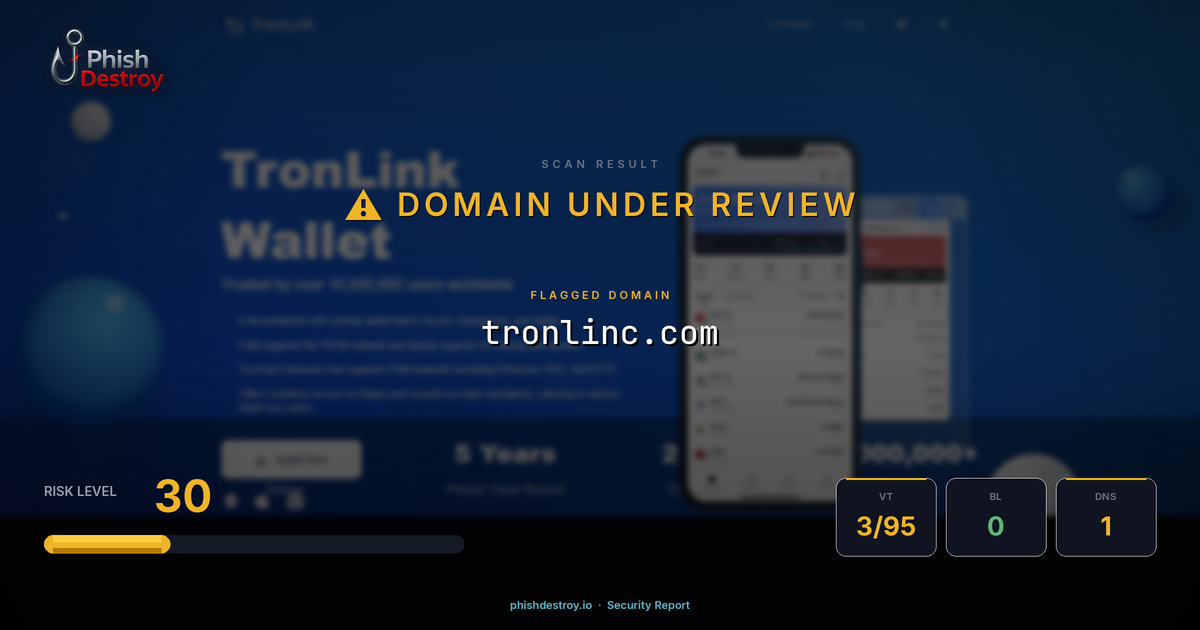 tronlinc.com phishing report — threat analysis by PhishDestroy