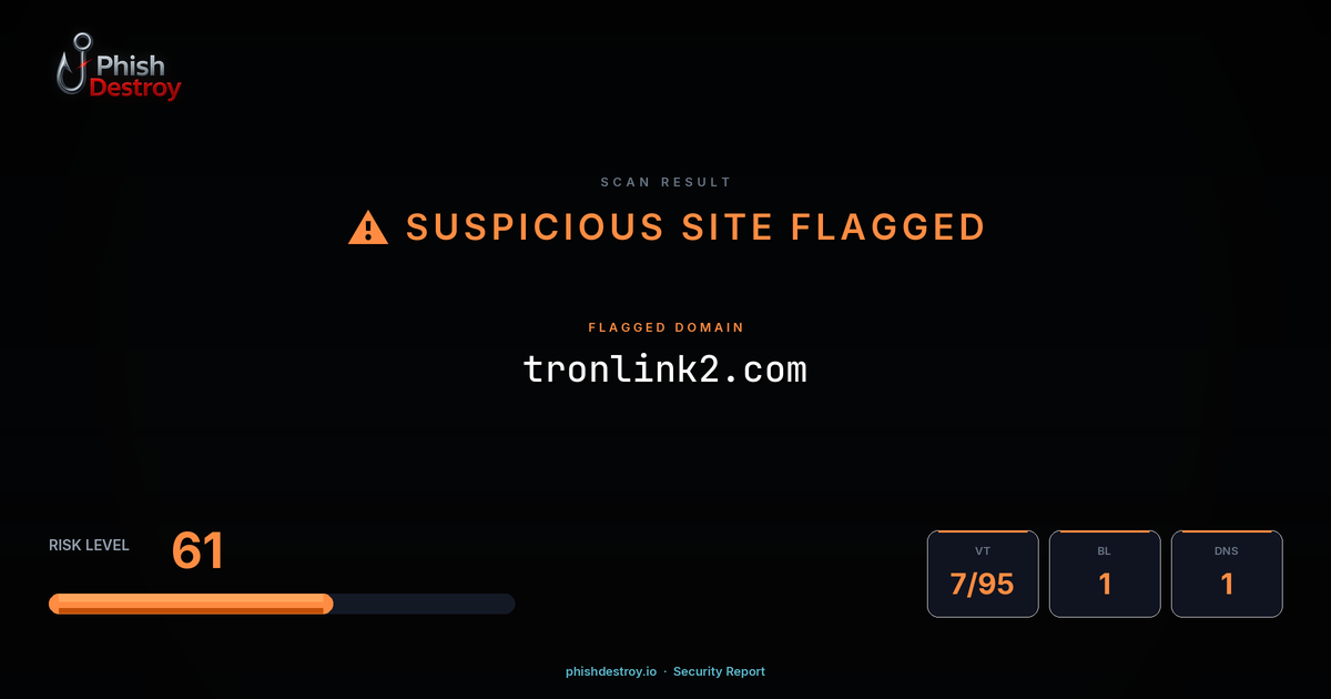 tronlink2.com phishing report — threat analysis by PhishDestroy