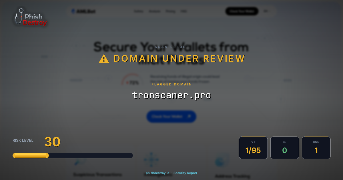 tronscaner.pro phishing report — threat analysis by PhishDestroy