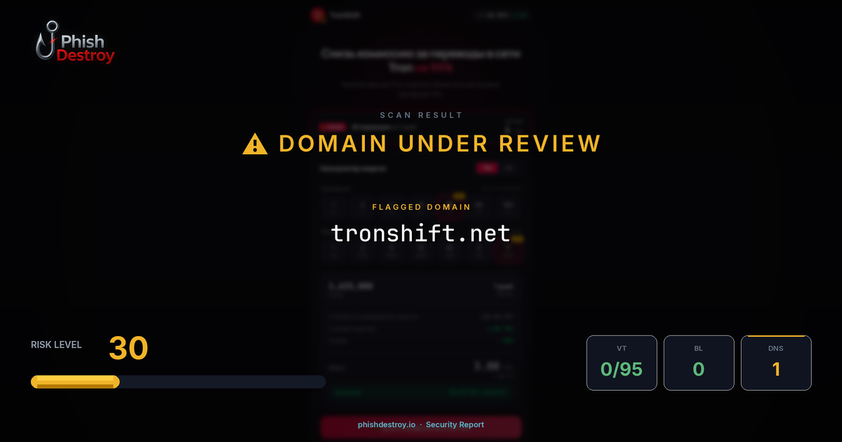 tronshift.net phishing report — threat analysis by PhishDestroy