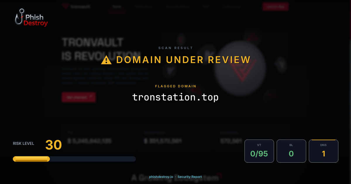 tronstation.top phishing report — threat analysis by PhishDestroy