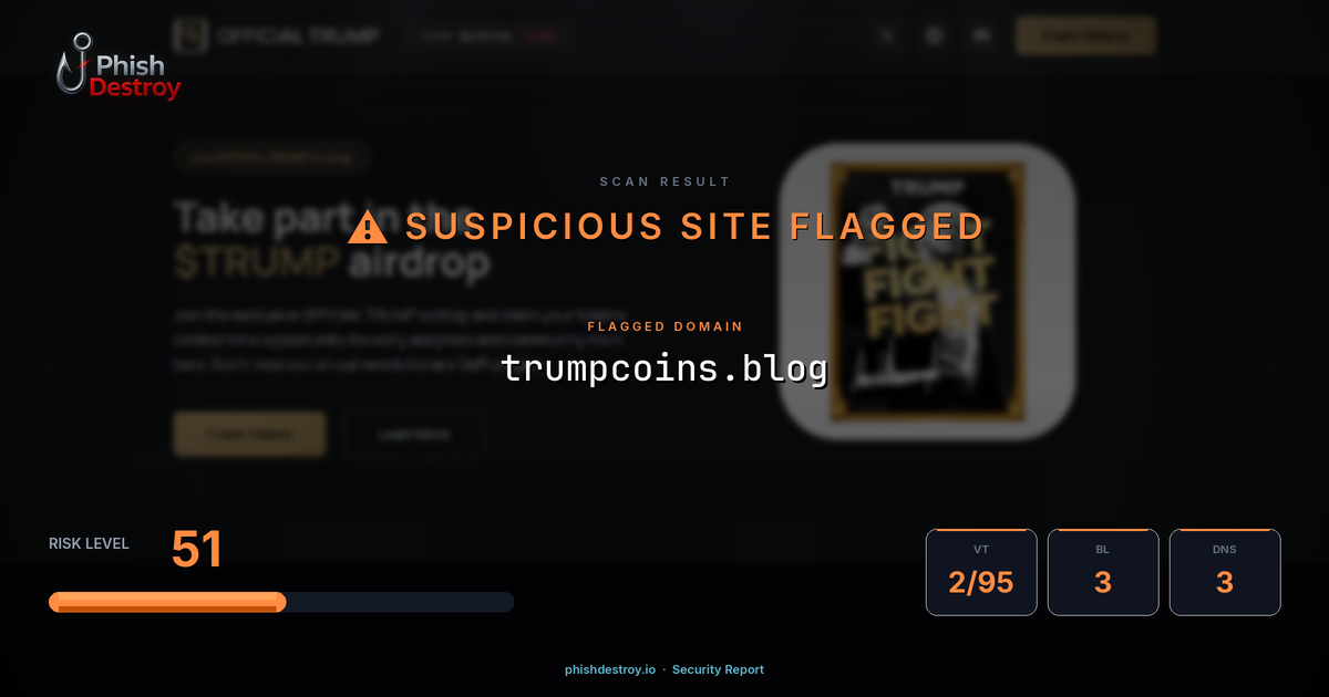 trumpcoins.blog phishing report — threat analysis by PhishDestroy