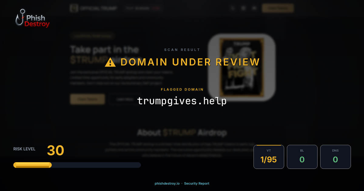 trumpgives.help phishing report — threat analysis by PhishDestroy