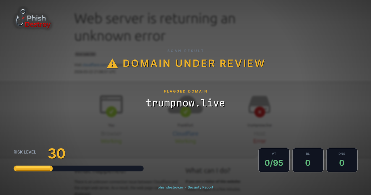 trumpnow.live phishing report — threat analysis by PhishDestroy