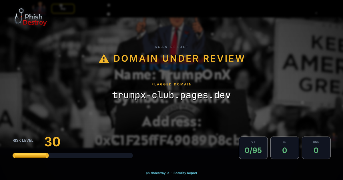 trumpx-club.pages.dev phishing report — threat analysis by PhishDestroy