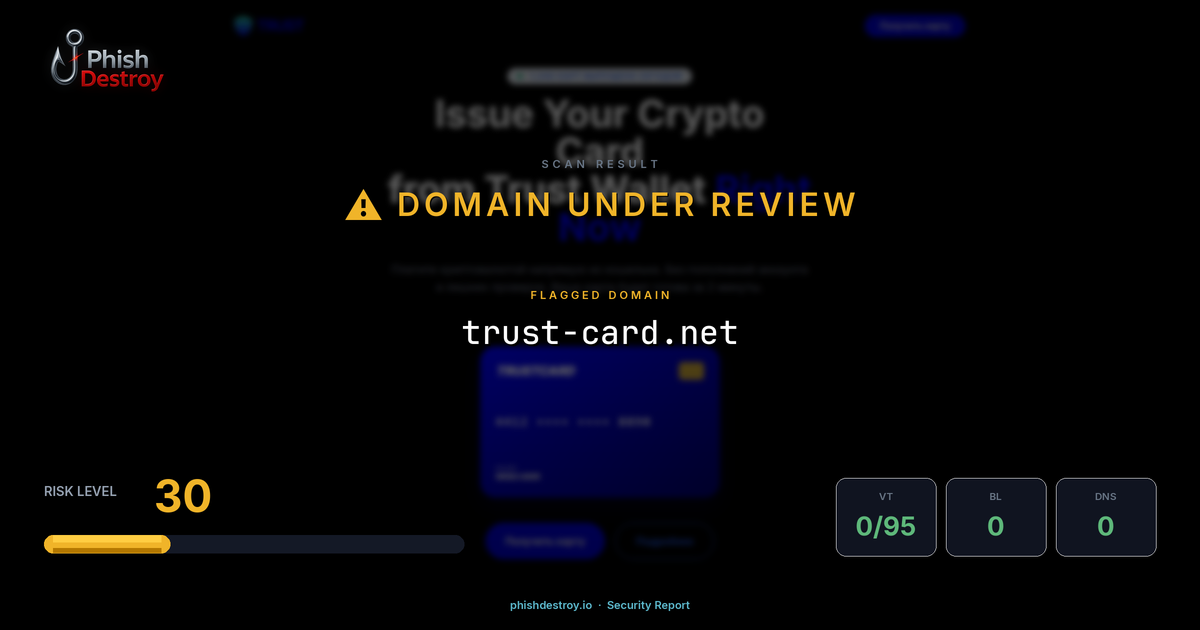 trust-card.net phishing report — threat analysis by PhishDestroy