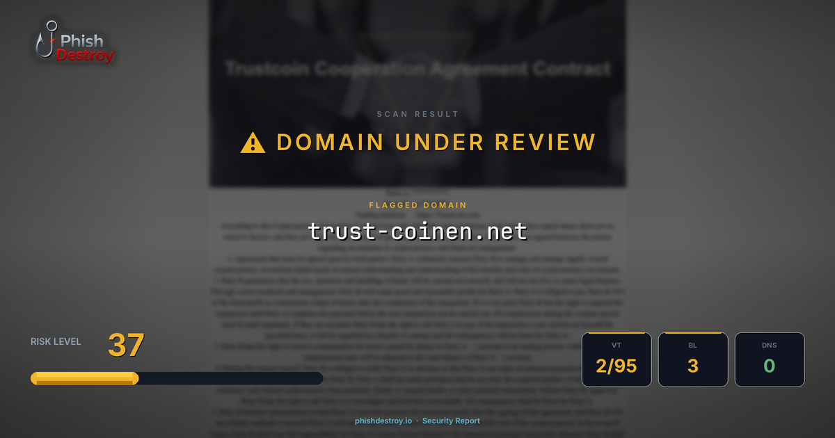 trust-coinen.net phishing report — threat analysis by PhishDestroy