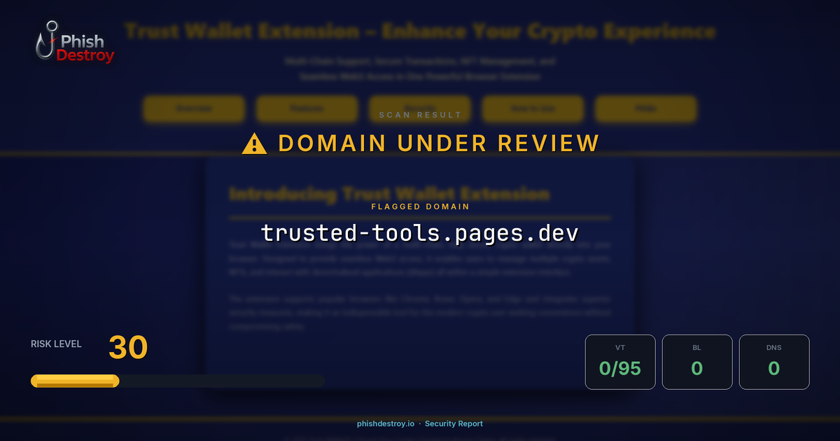 trusted-tools.pages.dev phishing report — threat analysis by PhishDestroy