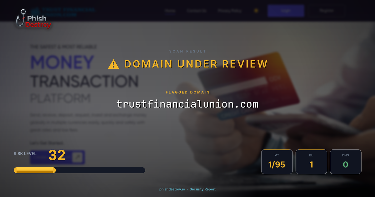 trustfinancialunion.com phishing report — threat analysis by PhishDestroy