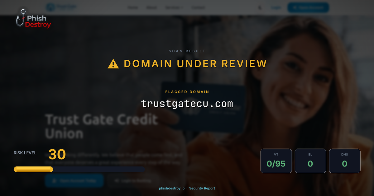 trustgatecu.com phishing report — threat analysis by PhishDestroy
