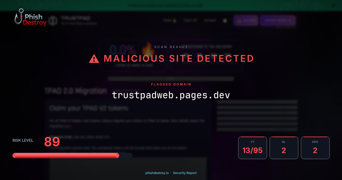trustpadweb.pages.dev phishing report — threat analysis by PhishDestroy