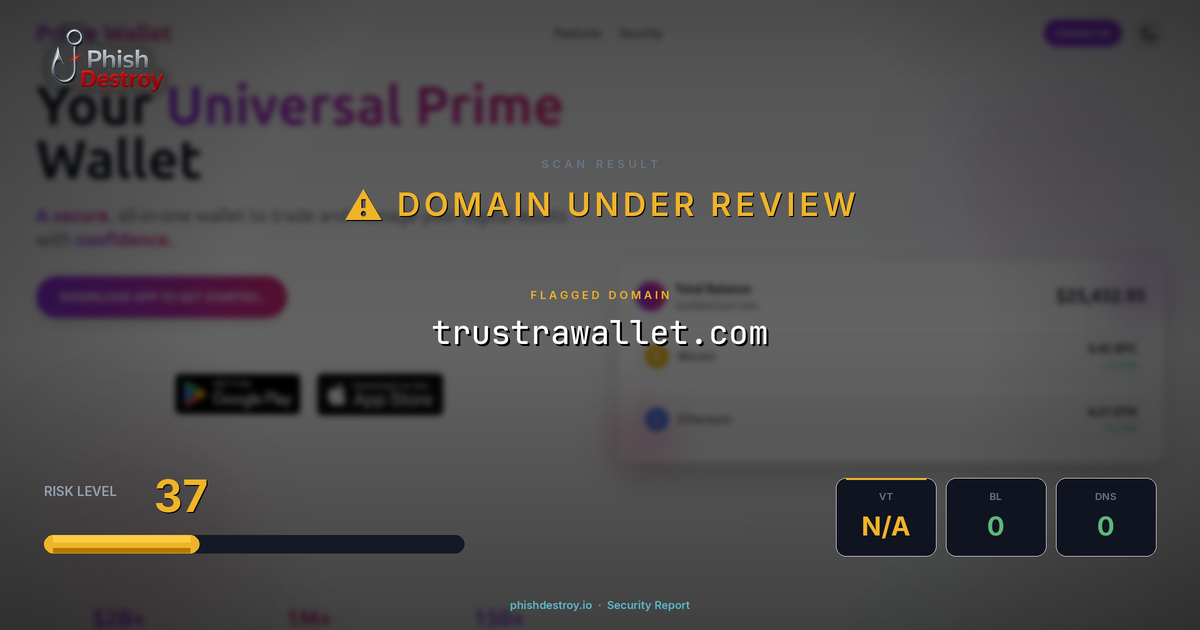 trustrawallet.com phishing report — threat analysis by PhishDestroy