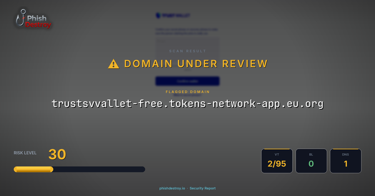 trustsvvallet-free.tokens-network-app.eu.org phishing report — threat analysis by PhishDestroy