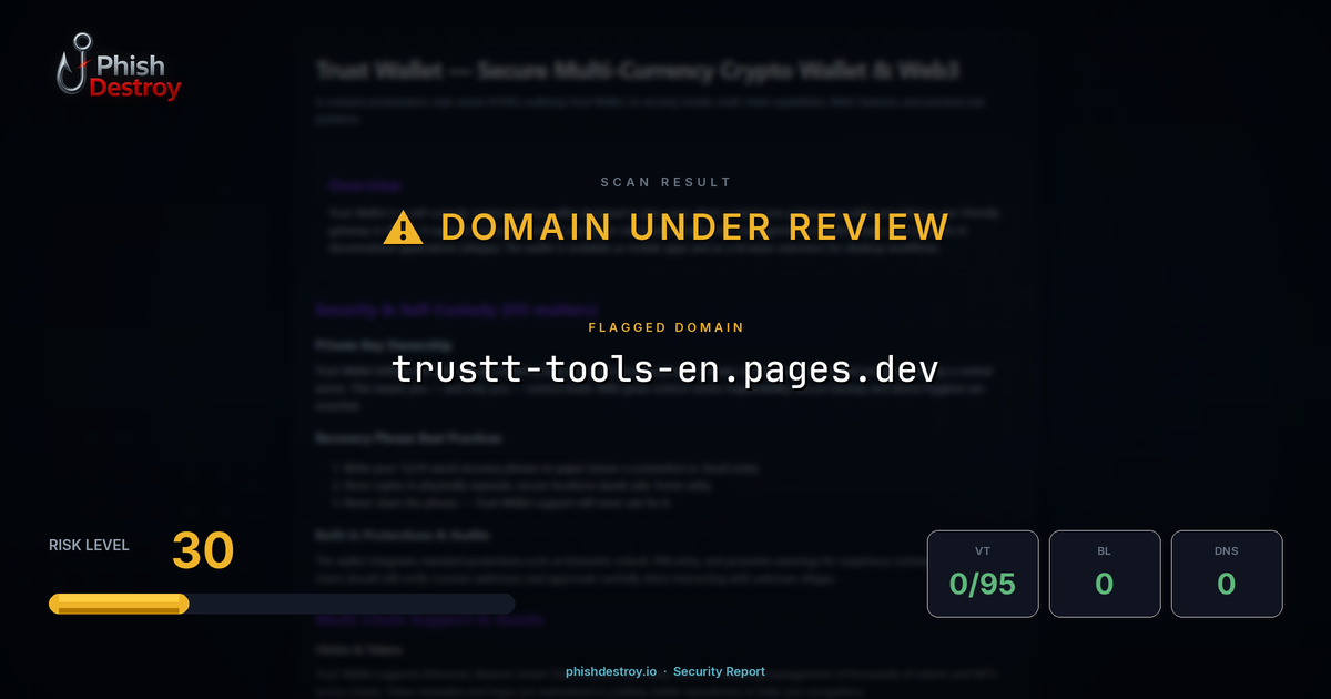 trustt-tools-en.pages.dev phishing report — threat analysis by PhishDestroy