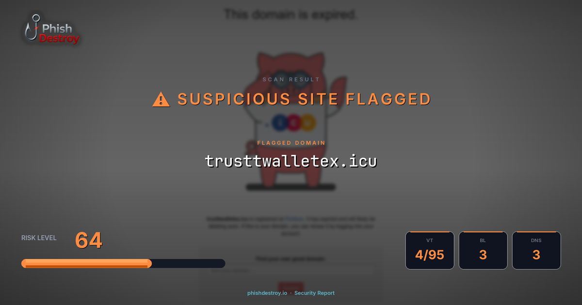 trusttwalletex.icu phishing report — threat analysis by PhishDestroy