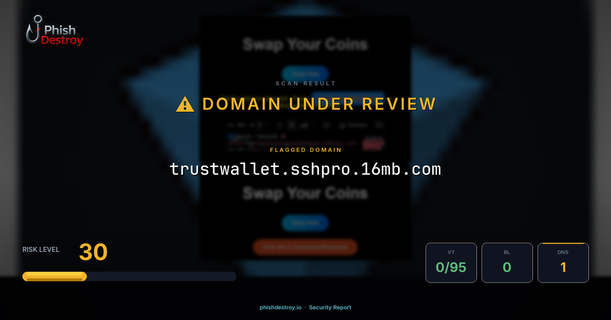 trustwallet.sshpro.16mb.com phishing report — threat analysis by PhishDestroy