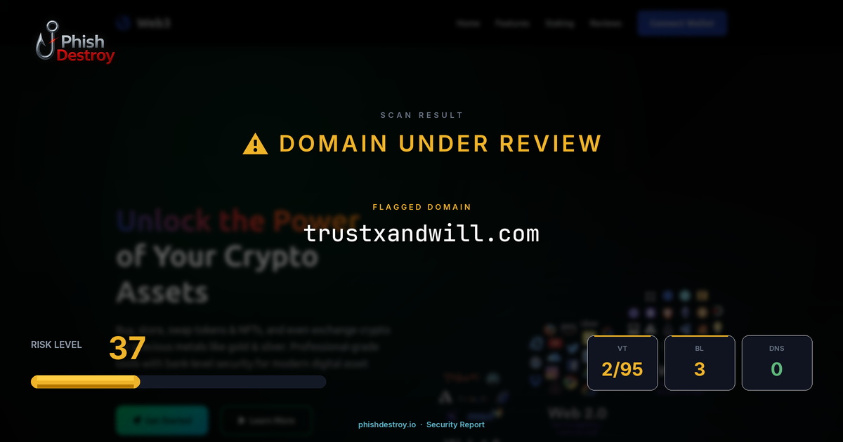 trustxandwill.com phishing report — threat analysis by PhishDestroy