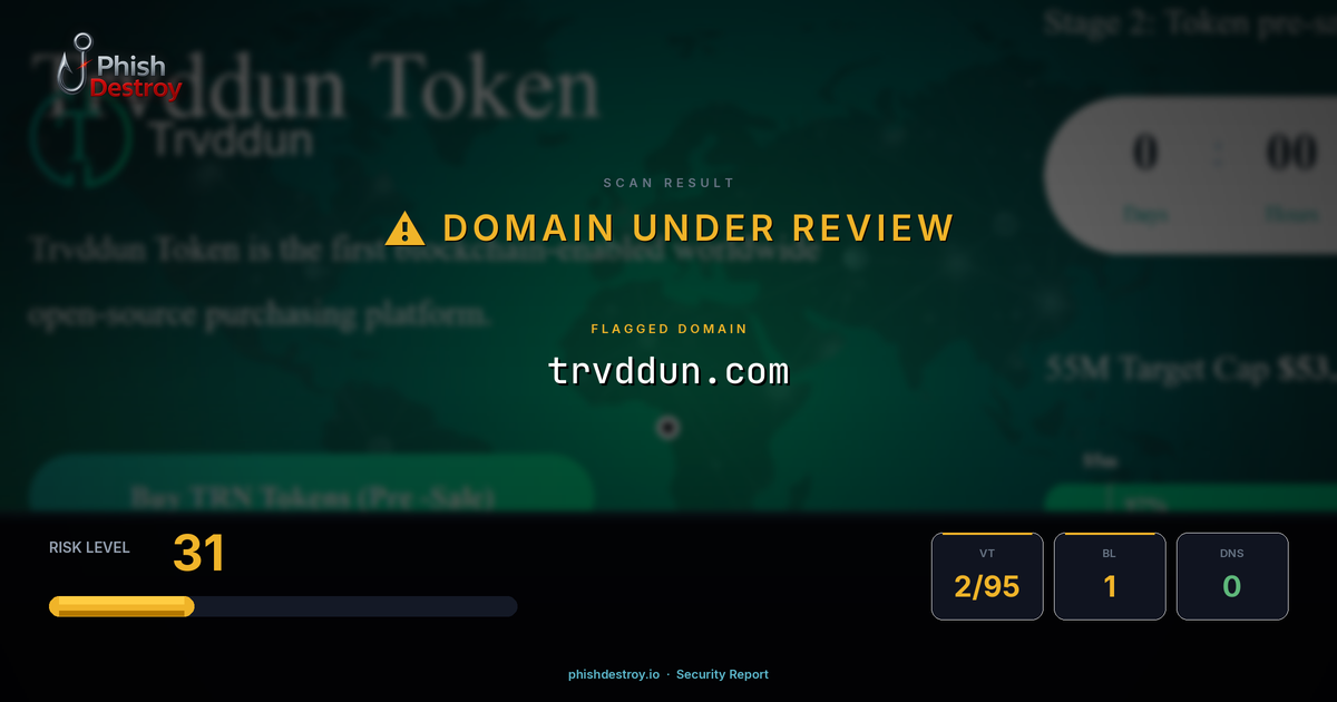 trvddun.com phishing report — threat analysis by PhishDestroy
