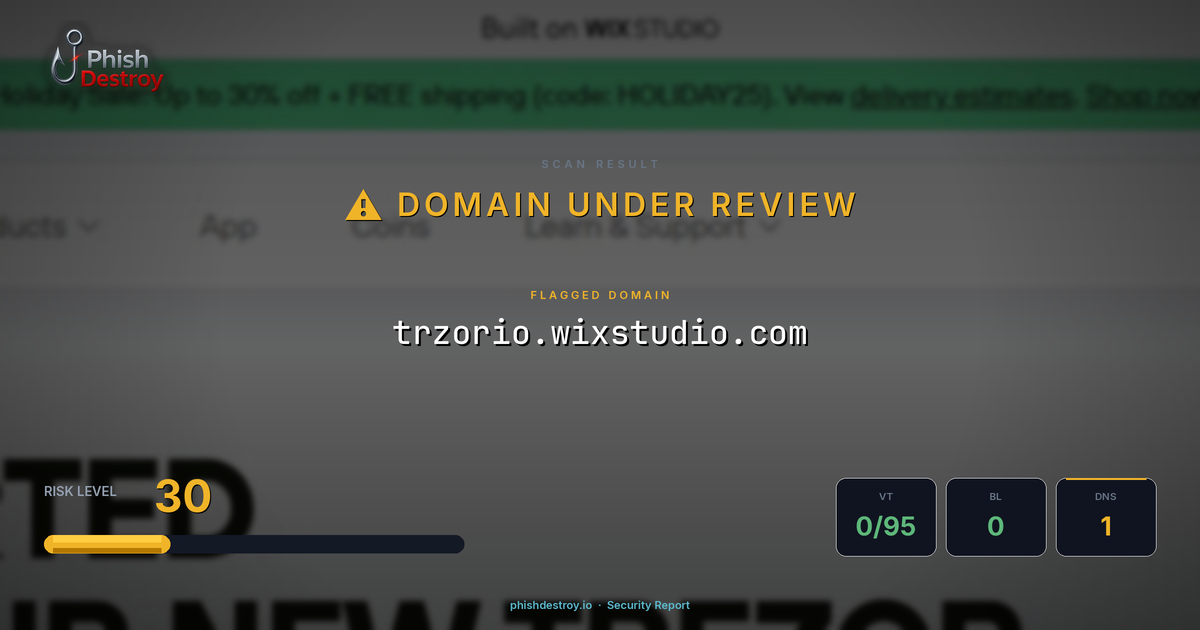 trzorio.wixstudio.com phishing report — threat analysis by PhishDestroy