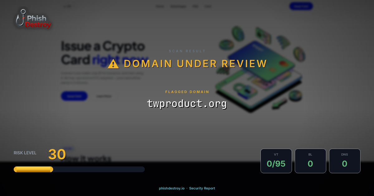 twproduct.org phishing report — threat analysis by PhishDestroy