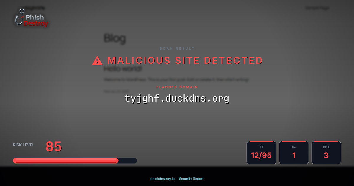 tyjghf.duckdns.org phishing report — threat analysis by PhishDestroy