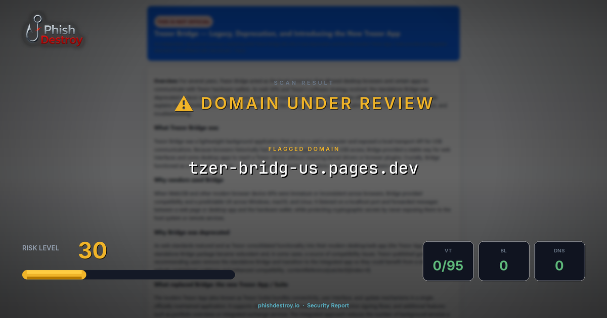 tzer-bridg-us.pages.dev phishing report — threat analysis by PhishDestroy