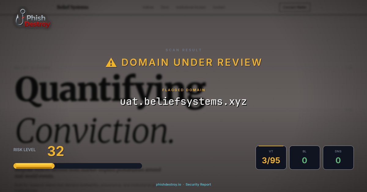 uat.beliefsystems.xyz phishing report — threat analysis by PhishDestroy