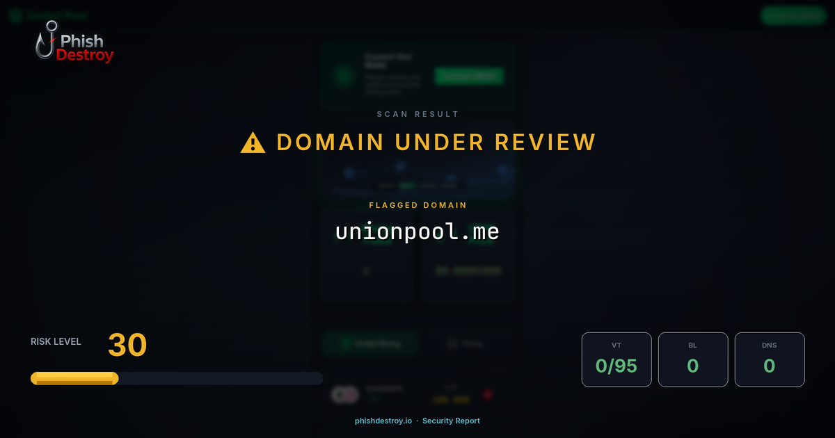 unionpool.me phishing report — threat analysis by PhishDestroy