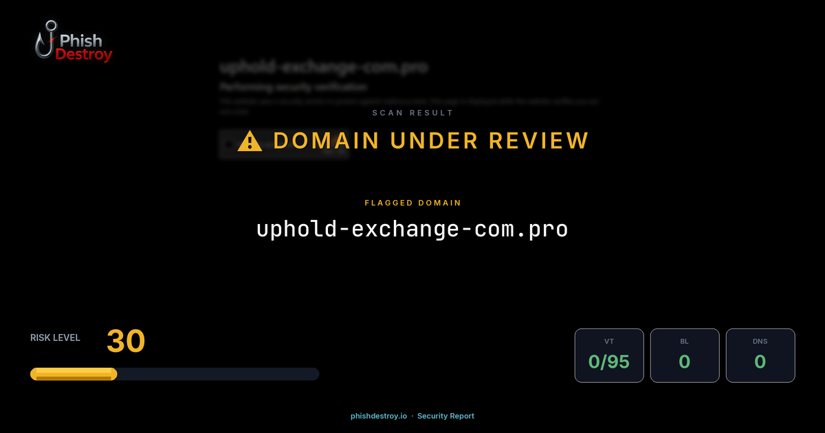 uphold-exchange-com.pro phishing report — threat analysis by PhishDestroy
