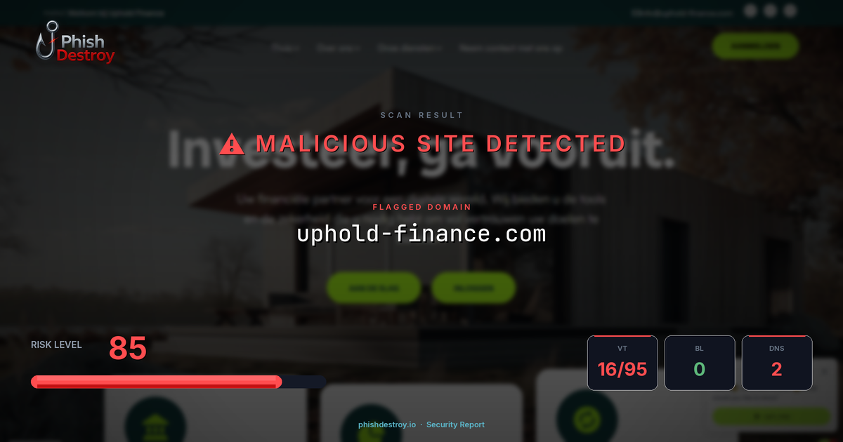 uphold-finance.com phishing report — threat analysis by PhishDestroy