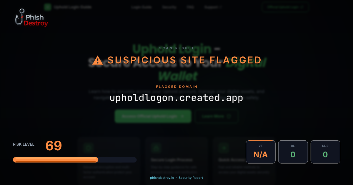 upholdlogon.created.app phishing report — threat analysis by PhishDestroy