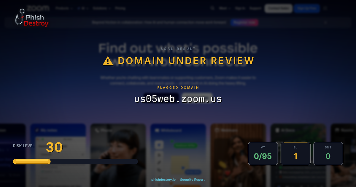 us05web.zoom.us phishing report — threat analysis by PhishDestroy