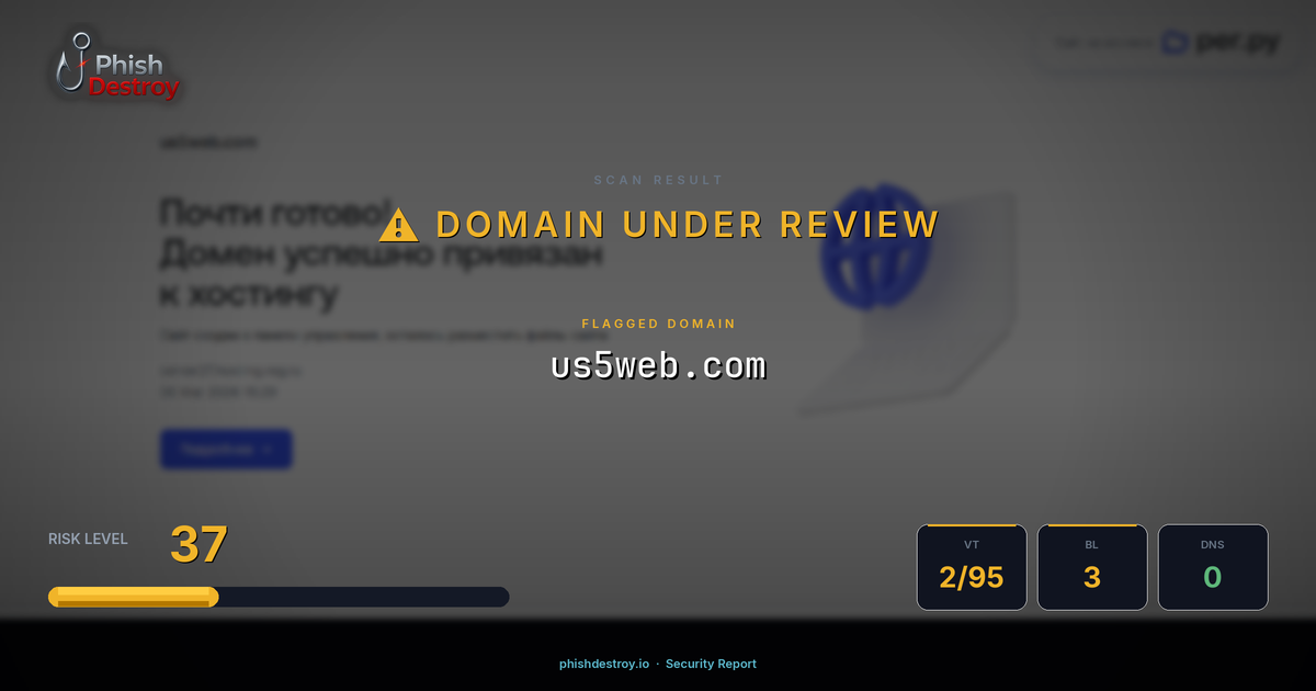 us5web.com phishing report — threat analysis by PhishDestroy