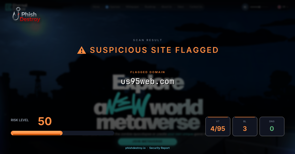 us95web.com phishing report — threat analysis by PhishDestroy