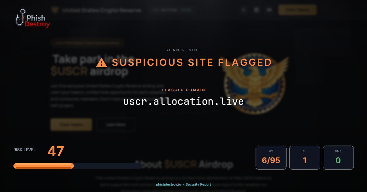 uscr.allocation.live phishing report — threat analysis by PhishDestroy