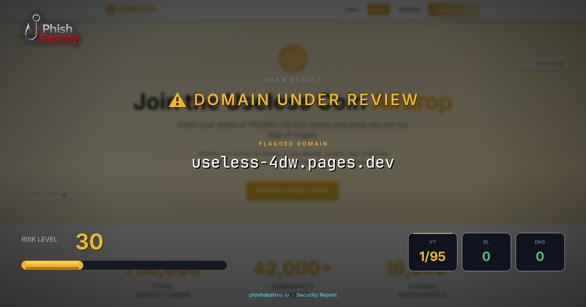 useless-4dw.pages.dev phishing report — threat analysis by PhishDestroy