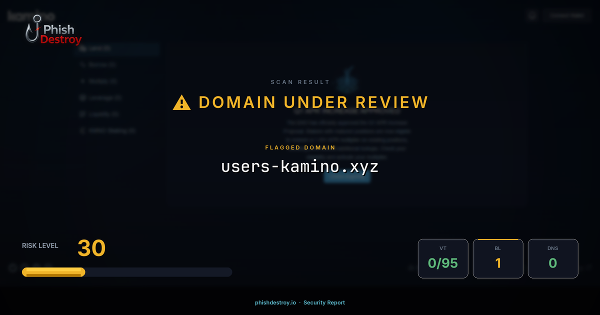 users-kamino.xyz phishing report — threat analysis by PhishDestroy