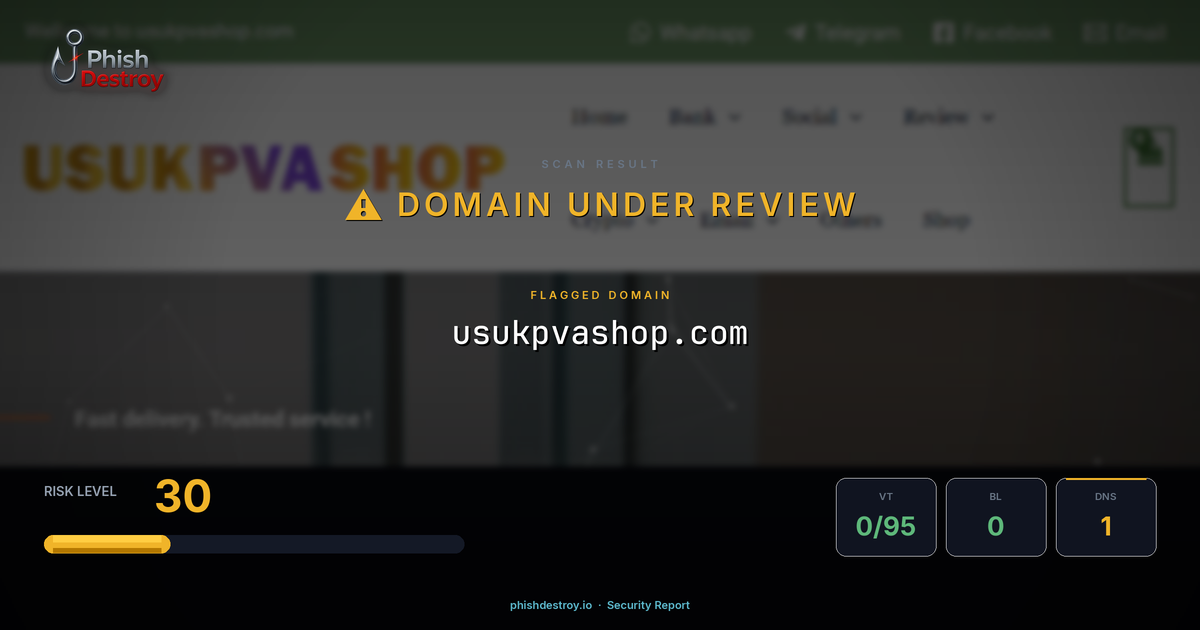 usukpvashop.com phishing report — threat analysis by PhishDestroy