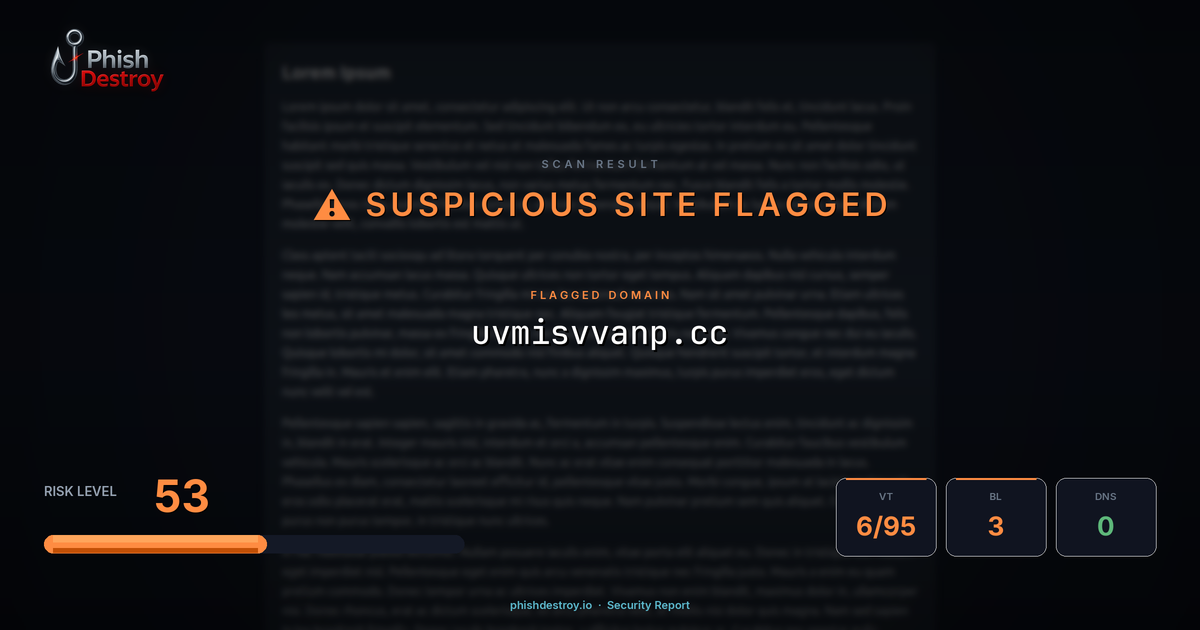 uvmisvvanp.cc phishing report — threat analysis by PhishDestroy