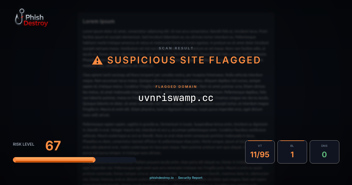 uvnriswamp.cc phishing report — threat analysis by PhishDestroy