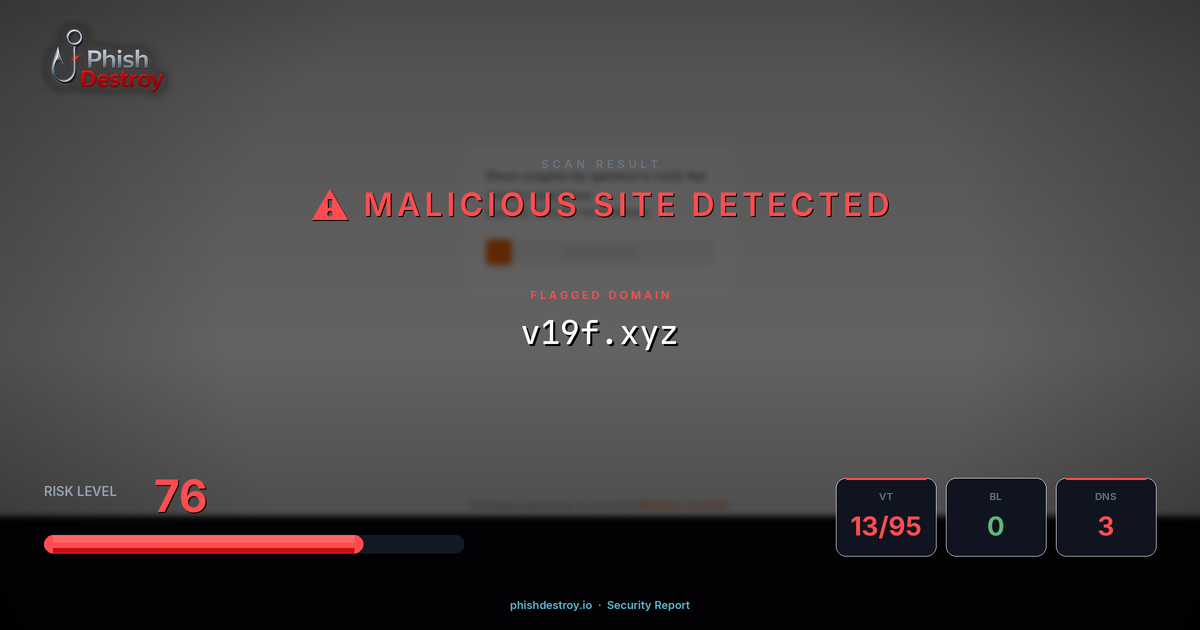 v19f.xyz phishing report — threat analysis by PhishDestroy