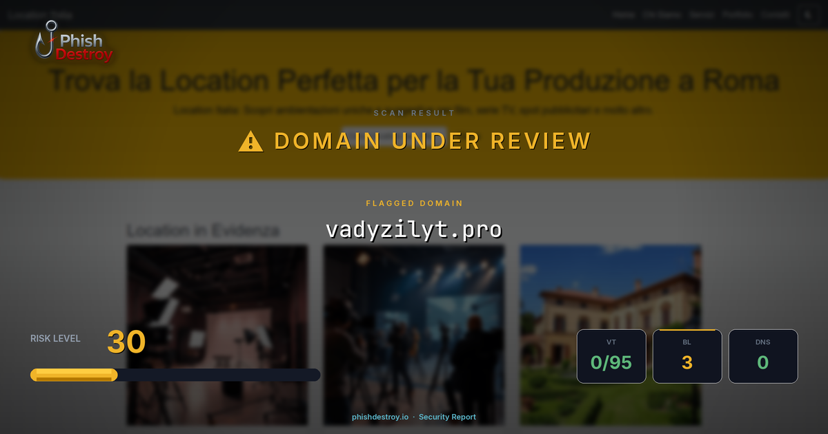 vadyzilyt.pro phishing report — threat analysis by PhishDestroy