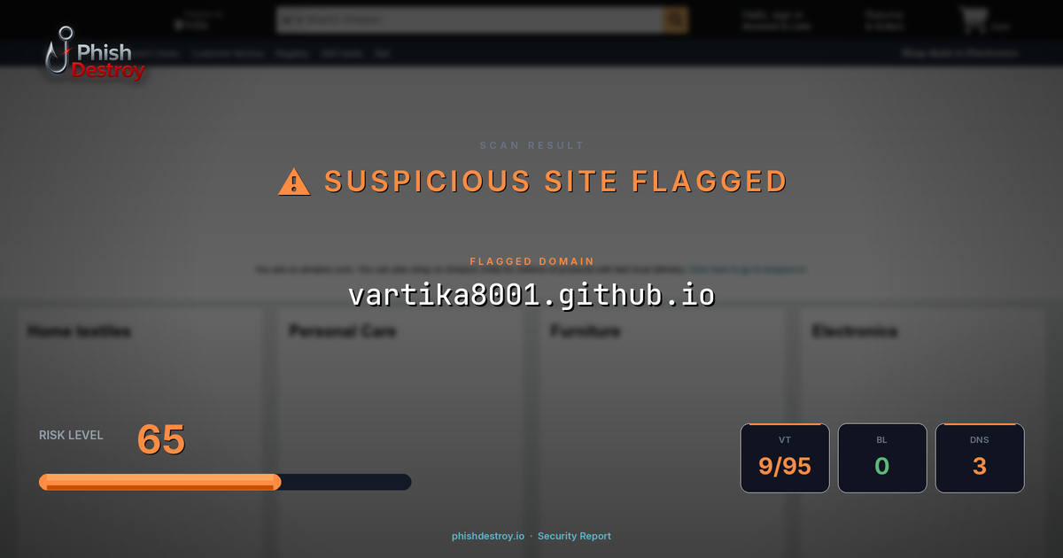 vartika8001.github.io phishing report — threat analysis by PhishDestroy