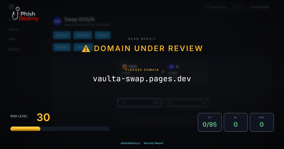 vaulta-swap.pages.dev phishing report — threat analysis by PhishDestroy
