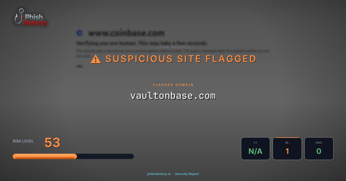 vaultonbase.com phishing report — threat analysis by PhishDestroy