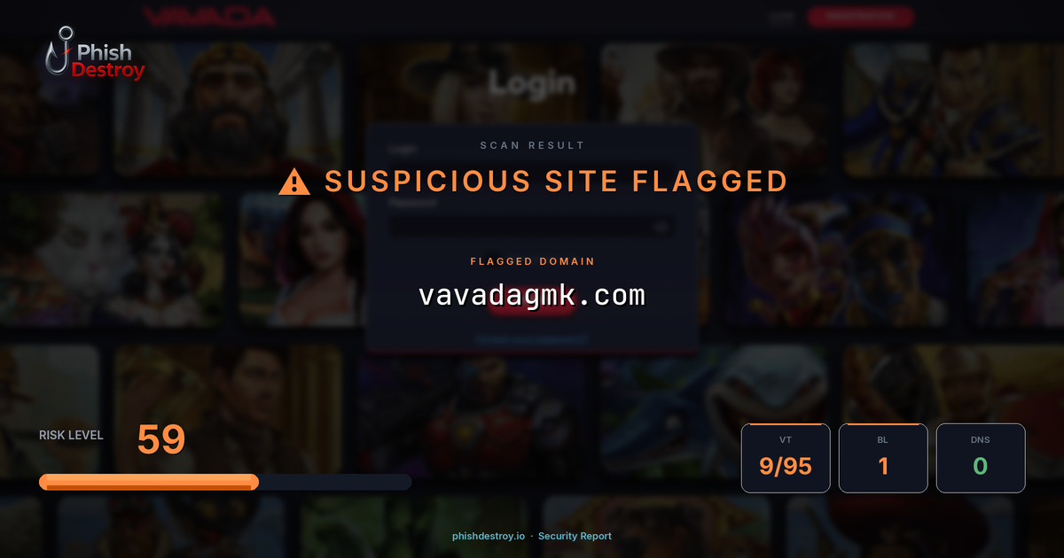 vavadagmk.com phishing report — threat analysis by PhishDestroy