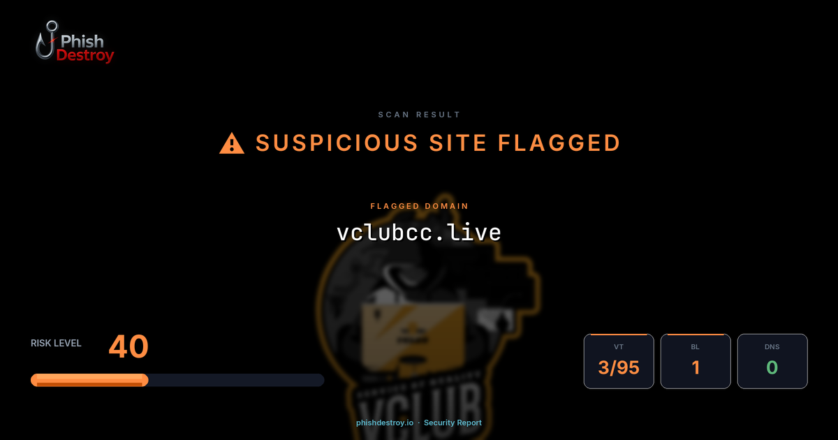 vclubcc.live phishing report — threat analysis by PhishDestroy